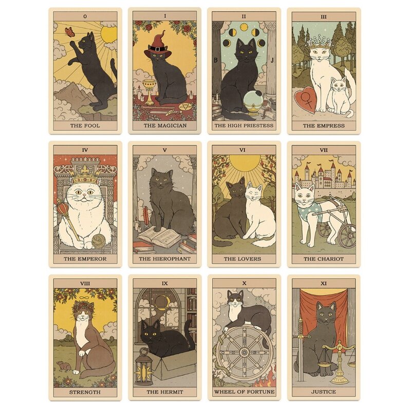 Tarot de la tierra de 10,3x6cm para gatos, baraja de 78 cartas para los amantes de los felinos