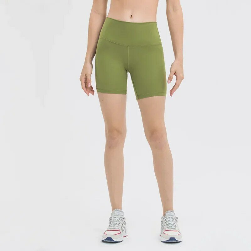 Новые однотонные шорты для йоги телесного цвета с высокой талией персиковые обтягивающие эластичные тренировочные спортивные брюки для женщин