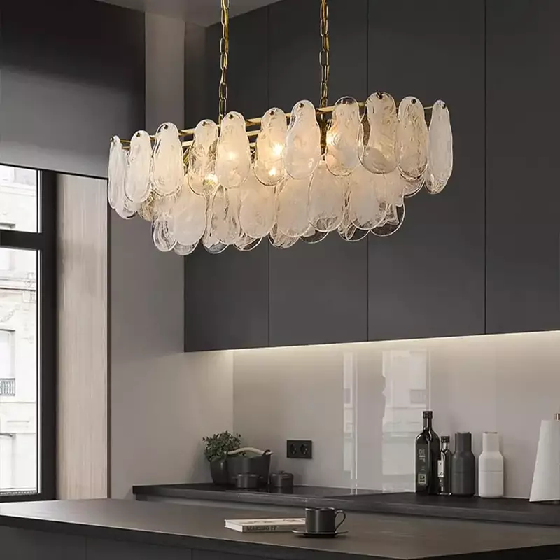 Nordic Luxury Pendant Lamp Glass Metal Crystals LED Chandeliers Living Room Dining Room Decoration Hanging Ceiling Light Fixture