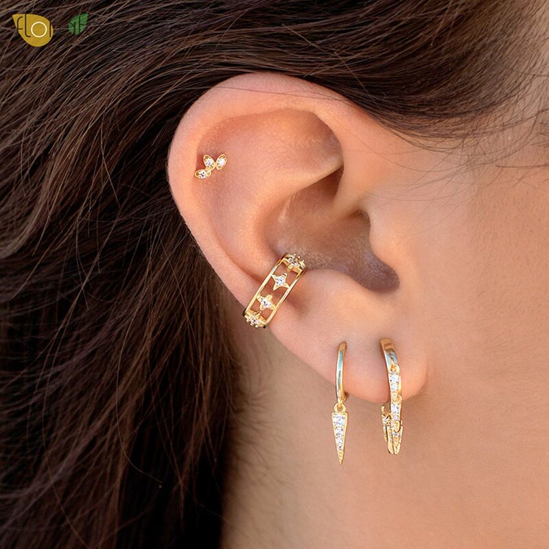 925 Sterling Silver Ear Needle  Premium Light Luxury Hoop Earrings Exquisite White Zircon Temperament Earrings for Women Jewelry