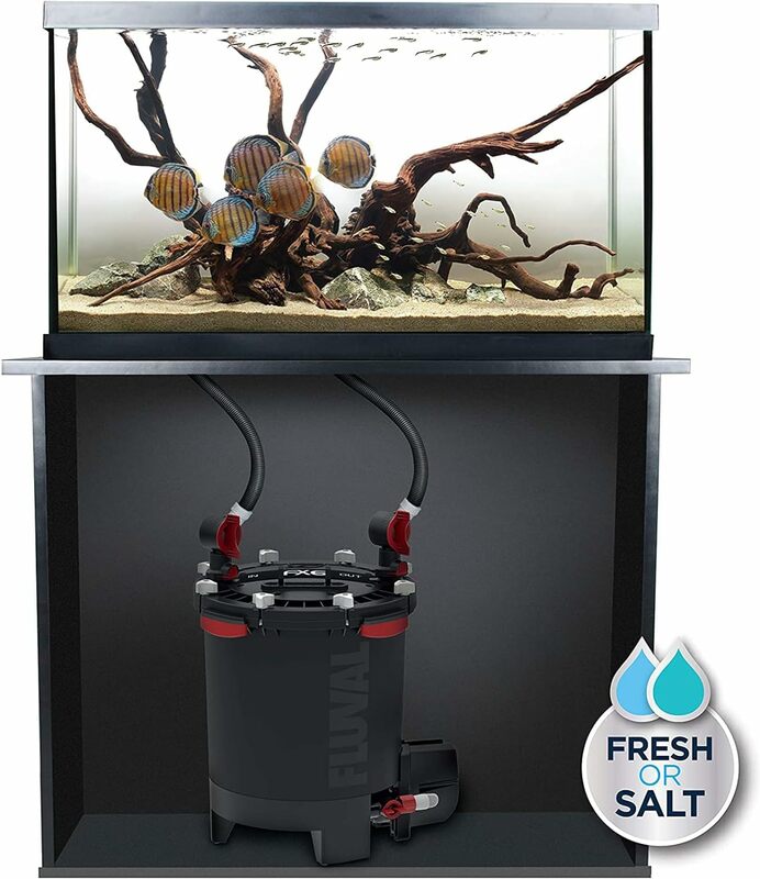 Fluval FX4 acuario con depósito de alto rendimiento, filtración multietapa, sistema de cambio de agua alimentado incorporado, y