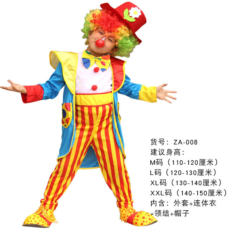 Nieuwe Halloween Ondeugende Grappige Clown Kostuums Kerst Jongen Meisje Joker Kostuum Cospaly Carnaval Feest Jurk Clown Pak Geen Pruik