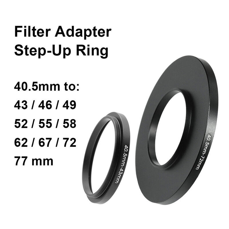 Bague d'adaptation de filtre d'objectif d'appareil photo, anneau en métal Step Up, 40.5mm - 43 46 49 52 55 58 62 67 72 77 mm pour UV ND CPL, pare-soleil, etc.