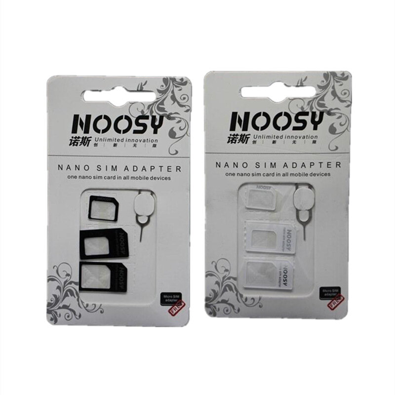 100sets 4 in1 Noosy Nano Sim Card Adapter + Micro Sim Cards Adapter + Standard SIM Card Adapter for IPhone