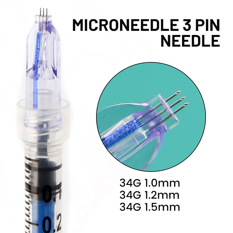 Nano Soft 34G 0.6mm 1.0mm 1.2mm 1.5mm Professional Micro Three Needles for Eyes and Neck Wrinkles