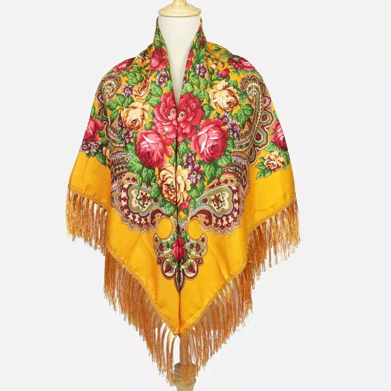 Шарф в национальном стиле Su, шарф в русском стиле, хлопковая теплая шаль, большой квадратный шарф, женский костюм