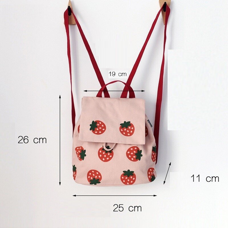 Personalized Backpacks Women Kawaii Fruits Printed Sweet Mori Girls Portable Students Canvas Rucksack Embroidery Name School Bag