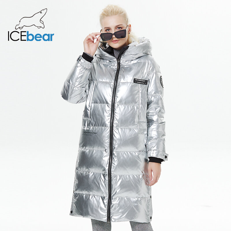 ICEbear-jaqueta alongada para senhoras, jaqueta elegante, acima do joelho, novo estilo, GWY22527D, inverno, 2023