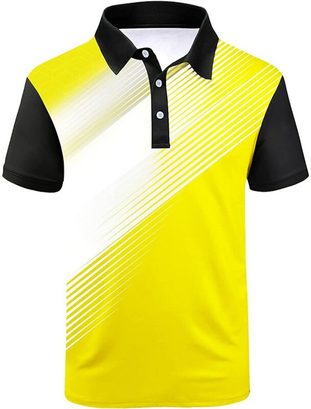 Polo informal para hombre, camisa de Golf con estampado gráfico geométrico, ropa deportiva de manga corta con botones
