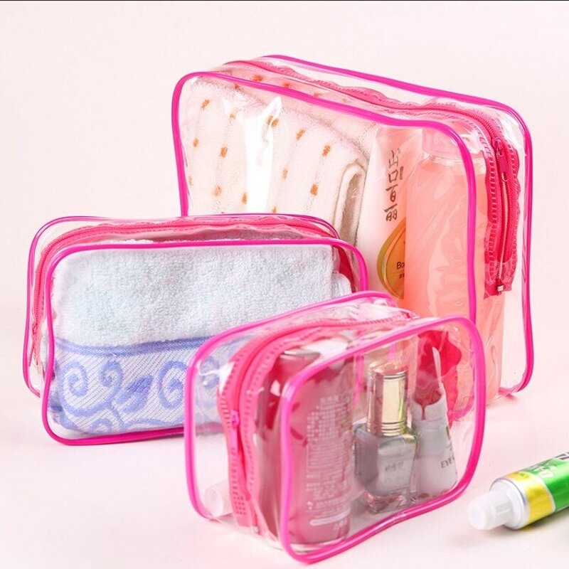 Sac à cosmétiques Portable de voyage étanche, sac de lavage en PVC, sac de rangement pour vêtements de natation, sac de lavage étanche 3 tailles 4 couleurs 1 pièce