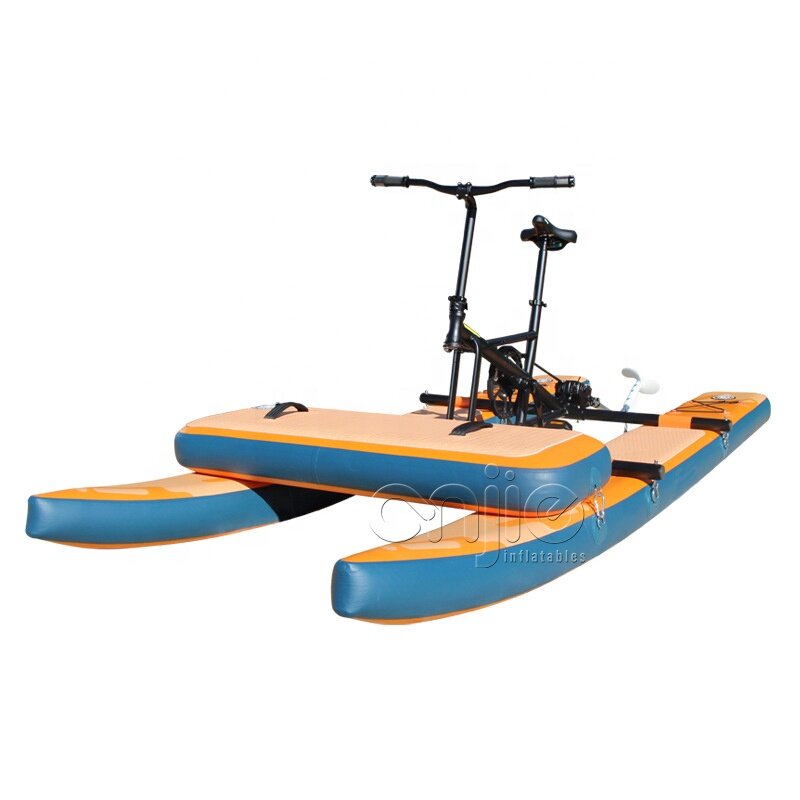 2024 New Arrival inflatable water sport pedal bike boat double person folding inflatable  beach water bike