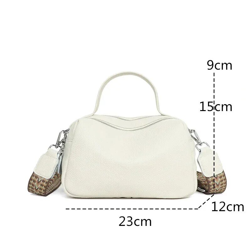 KP06 tas tangan kulit asli untuk wanita, tas kurir bahu warna polos, tas Tote kulit sapi modis untuk wanita