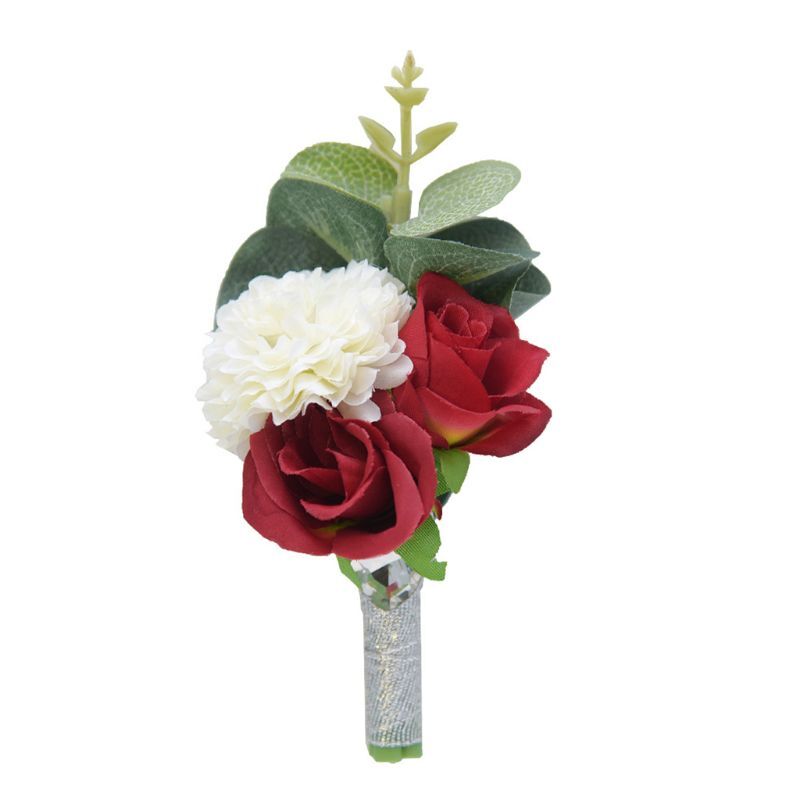 652F Bridesmaid Sisters Artificial Flower Brooch Pin Women’s Wedding Bridal Bouquet D