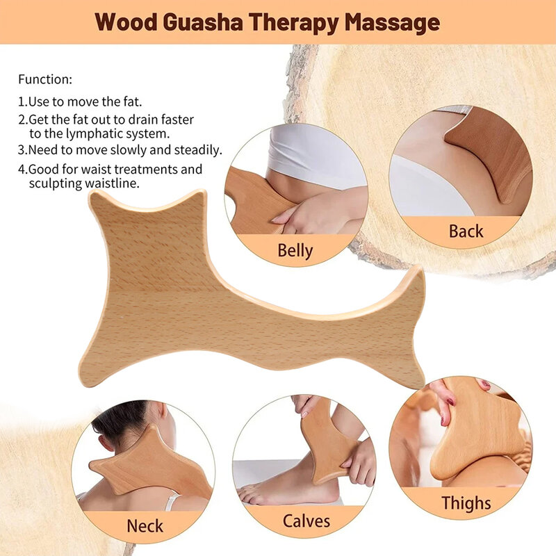 1Pc Wood Therapy Massage Tool Wooden Lymphatic Drainage Massager One-Handed Body Sculpting Tools for Maderoterapy,Anti-Cellulite