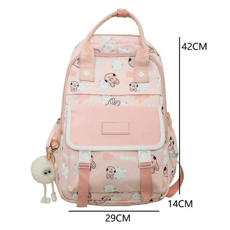 Printing School Bags for Girls Teenagers Cute Cartoon Middle Student Backpack Women Nylon Campus Leisure Japanese Bagpack