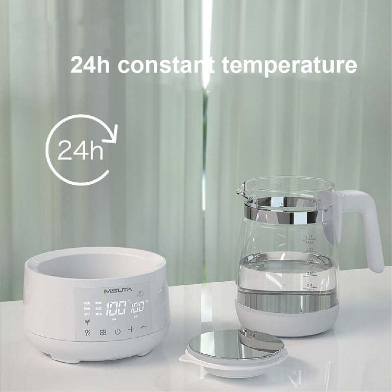1200ml Smart Constant Temperature Milk Regulator Glass Kettle Baby Milk Powder Electric Kettle Multifunctional Milk Warmer 220V