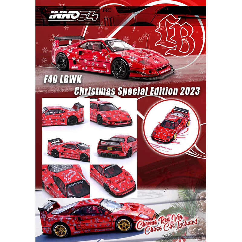 INNO In Stock 1:64 LBWK F40 X'MAS 2023 Specia Edition Diecast Diorama collezione di modelli di auto In miniatura Carros Toys