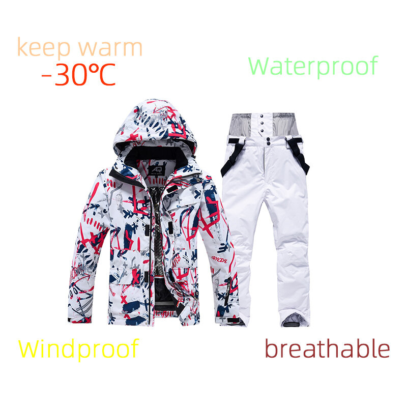 Новый лыжный костюм, мужские зимние комбинезоны, теплые ветрозащитные водонепроницаемые уличные спортивные лыжные куртки и брюки, комплект для катания на лыжах, сноуборде