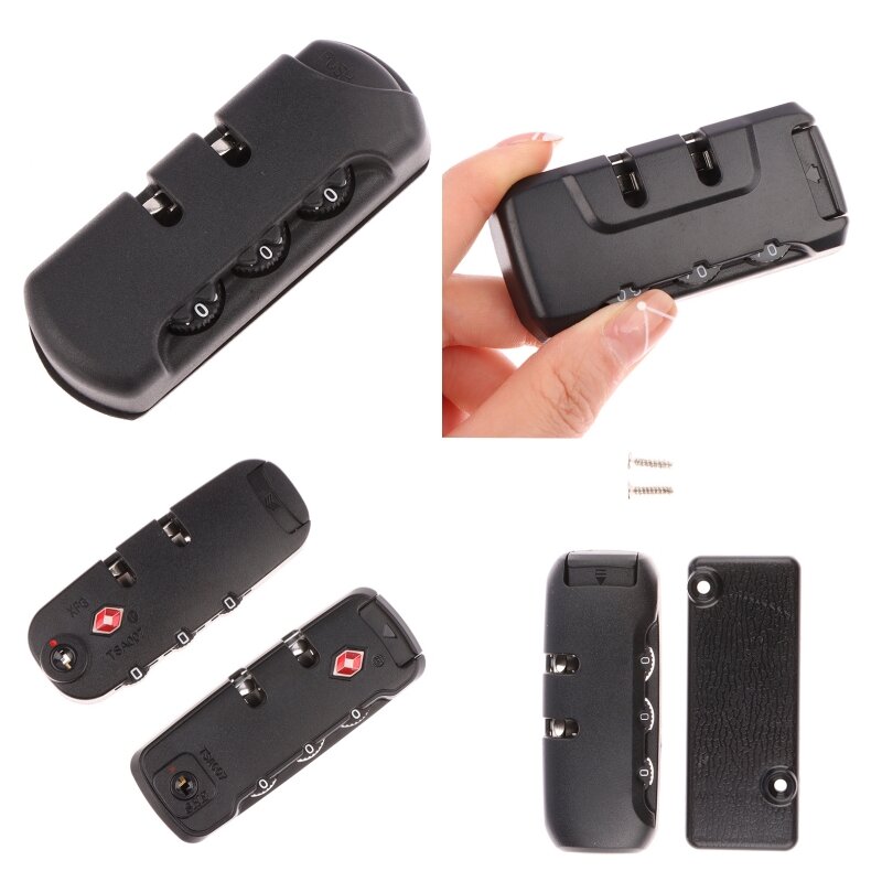 Zwart 3-cijferig Combinatie Hangslot Voor Reisbagage Koffer Code Lock Vast Slot Anti-Diefstal Tas Accessoires Slot Trekketting