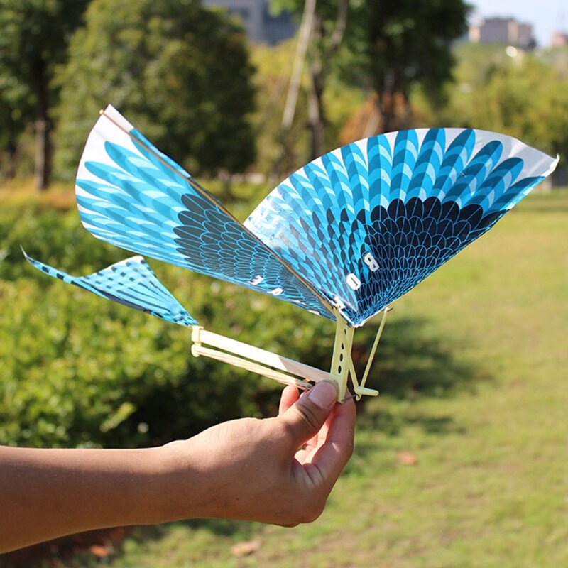 Y1UB 10Pcs Elastische Gummiband Angetrieben Fliegende Vögel Drachen Lustige Kinder Spielzeug Geschenk Outdoor