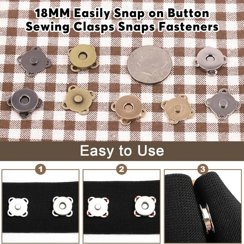 Magnetic Button Sewing Metal Magnetic Snaps Clasps Purse Handbags DIY Making Buttons Locks Plum Blossom Pin Clothes Craft Button