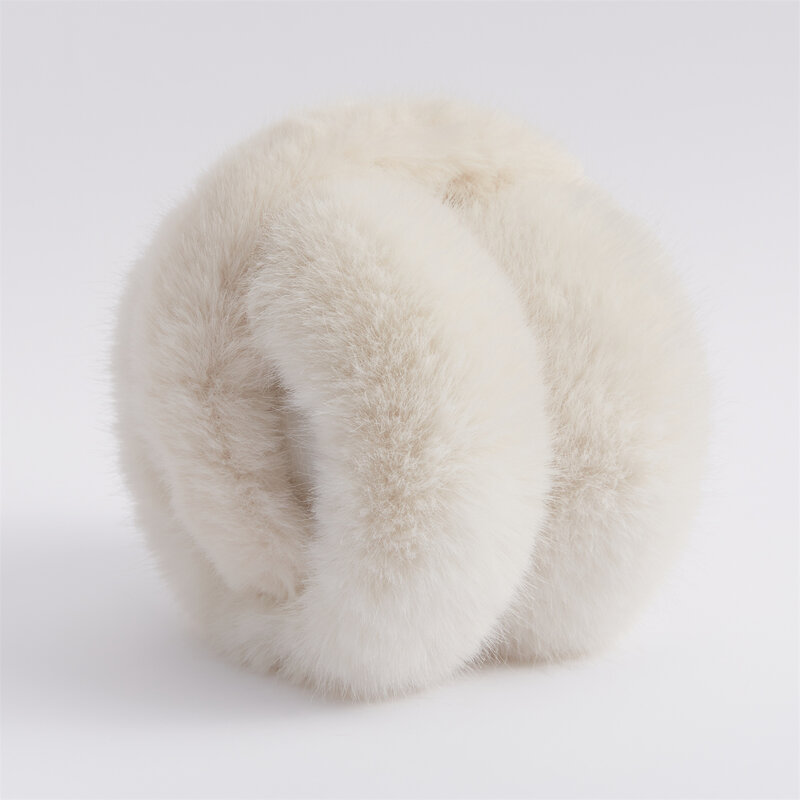 Anjj-orejeras peludas de alta gama, accesorios populares de invierno, piel de conejo sintética, color Beige, 2024