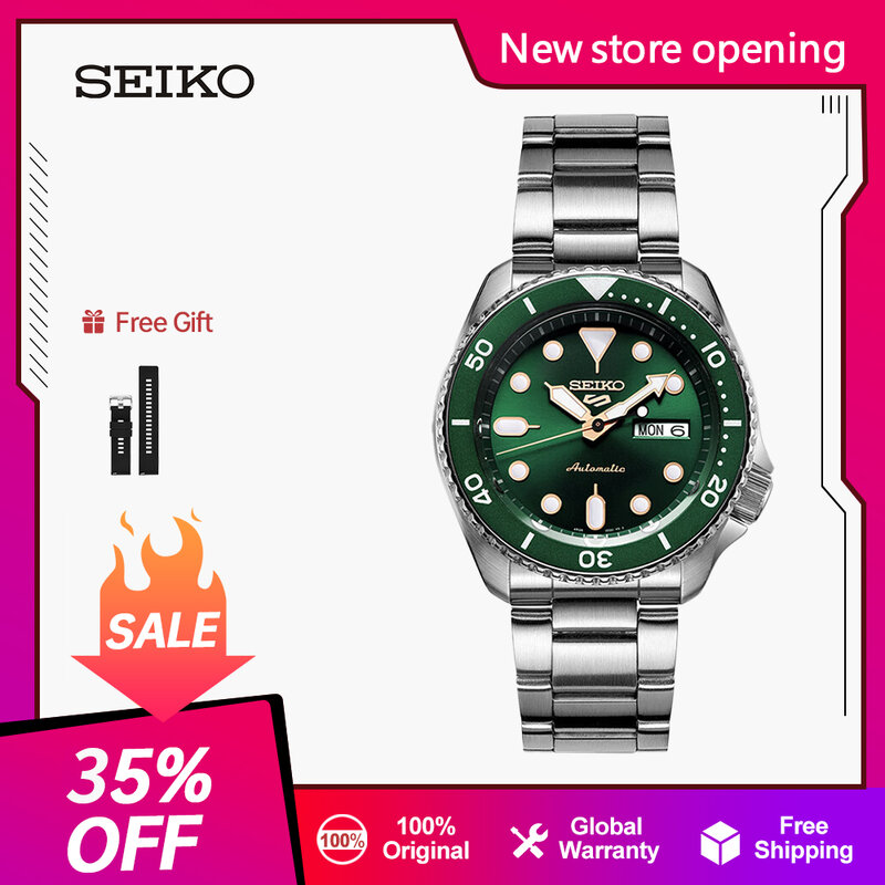 SEIKO-reloj mecánico 5 Original para hombre, cronógrafo de buceo deportivo, automático, resistente al agua, con bisel giratorio luminoso, 10bar, nuevo