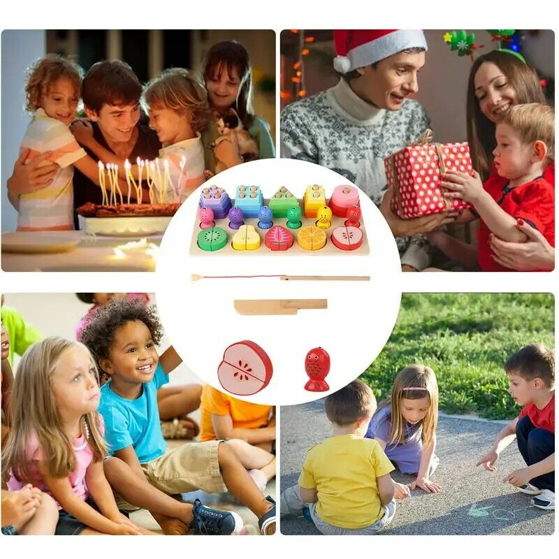 Mainan balok Puzzle edukasi kayu, hadiah terbaik untuk anak laki-laki dan perempuan