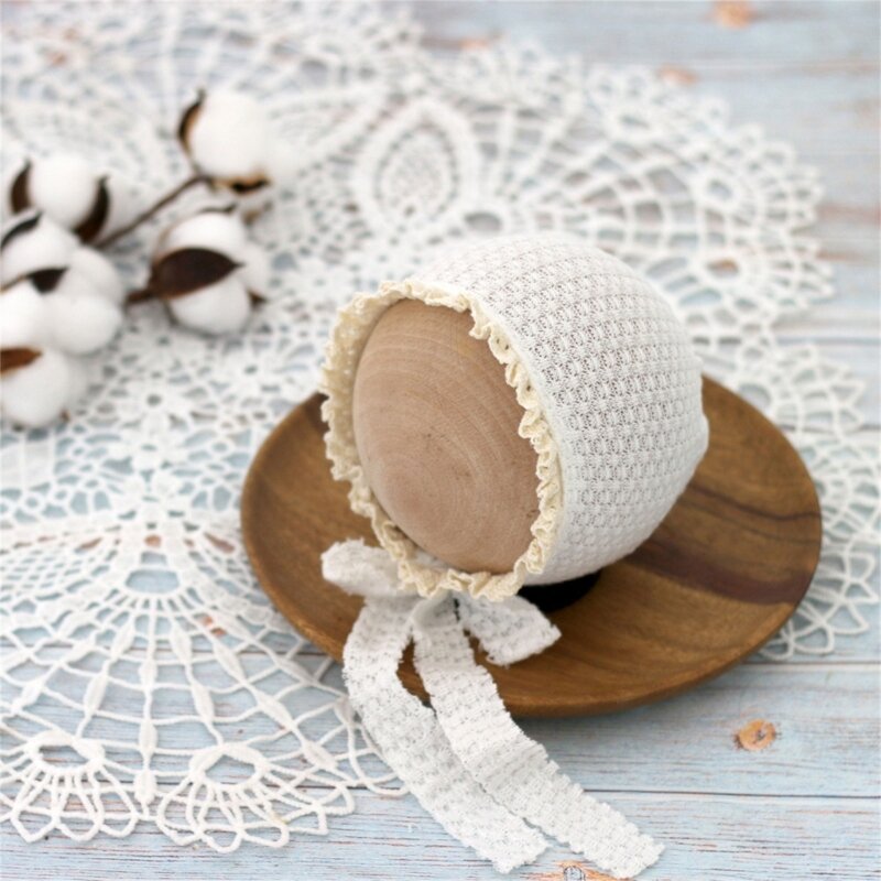 Lovely Design Baby Hat Baby Waffle Lace Hat with Strap Newborn Photography Props Baby Boys Girls Photo Shoot Props