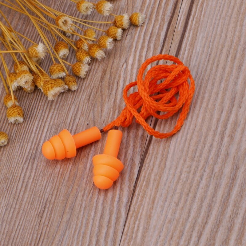Tapones para los oídos con cable silicona tapones reducción ruido, orejeras para protección