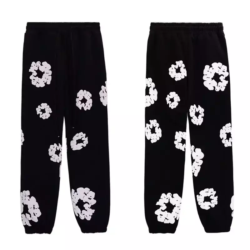 Moletom e calças de algodão masculino, moletom americano de alta qualidade estampado em espuma, roupa casual de rua Harajuku, sudorese Y2K, novo, 2022