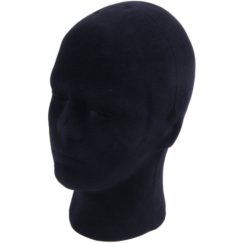 Espuma preta de poliestireno masculino Modelo, cabeça de manequim, Stand, loja Display, chapéu, 2 x preto