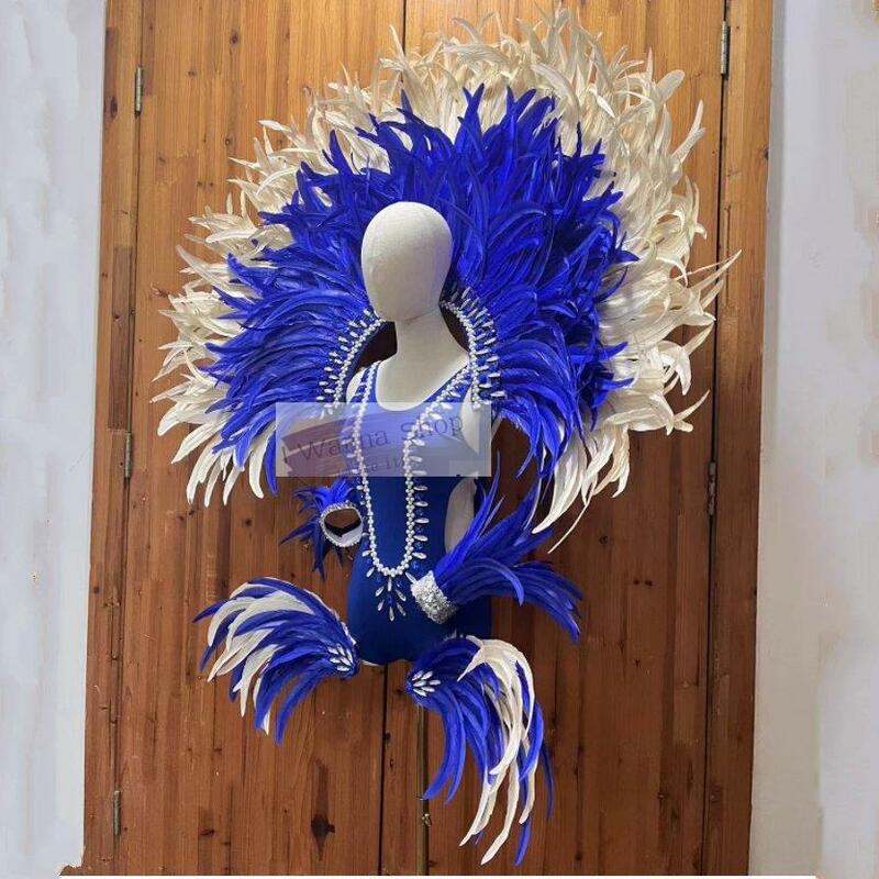 Disfraz personalizado de alas de plumas para escenario, traje Rave para club nocturno, para hombre y mujer, bailarina de Drag Queen, espectáculo de baile