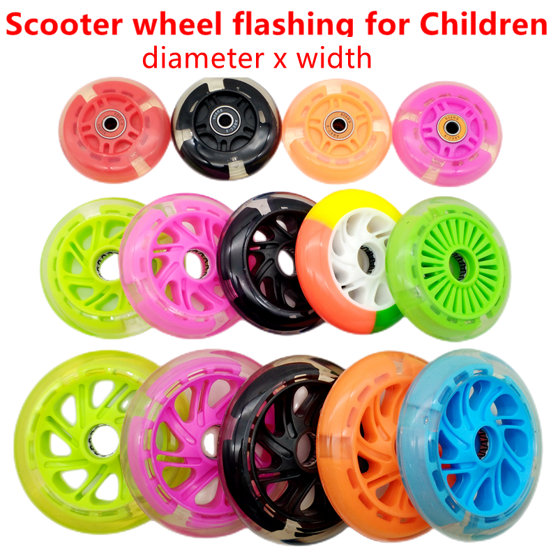 Free shipping children scooter wheel flashing lighting wheel 80MM 100mm 120mm PU wheel for children scooter