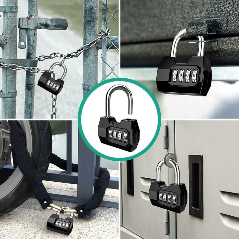 Cadeado de 4 dígitos para a bagagem, exterior, gym, código de segurança, cadeado com senha, fechamento contra-roubo, porta do armário