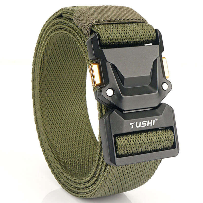 XUHU New Quick Release Metal Pluggable Buckle Tactical Breathable Elastic Military Belts For Men Stretch Pants Waistband Hunting