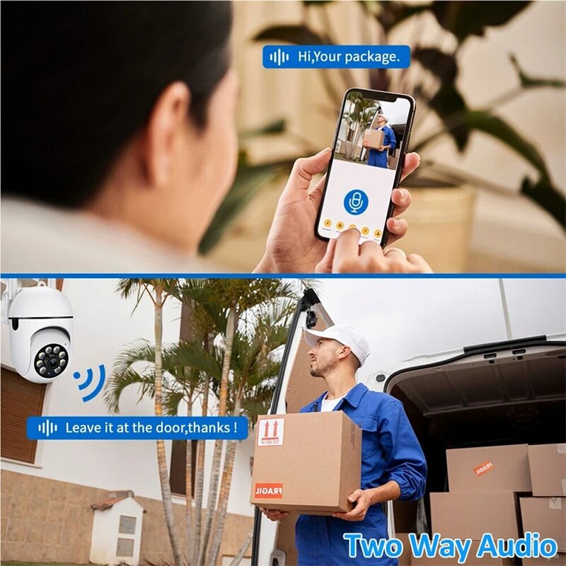 กล้อง IP Wi-Fi สำหรับติดนอกบ้านมีสายกล้องไอพีติดตามของมนุษย์กล้องสีกลางคืนระบบเสียงสองทิศทาง3MP 2MP