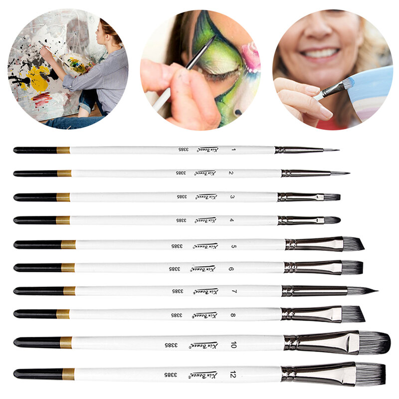 7/10Pcs Professional Pure Carbon Sketch Set Painting Brushes Painting Drawing Artist Nylon Hair Beech Wood Rod Brush Set