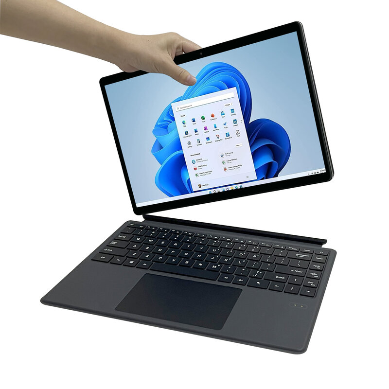 Crelander 14 pouces 2 en 1 tablette écran tactile ordinateur portable Intel N100 Mini ordinateur portable Windows 11 avec clavier magnétique RGB