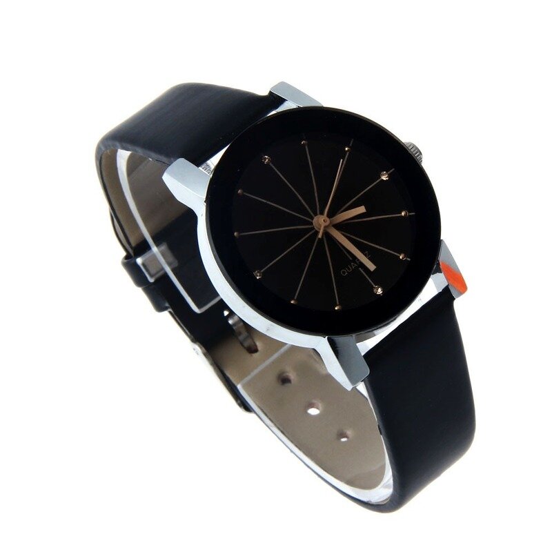 Montre-bracelet en cuir PU pour hommes et femmes, montres à cadran à quartz pour couples, horloge de luxe, mode