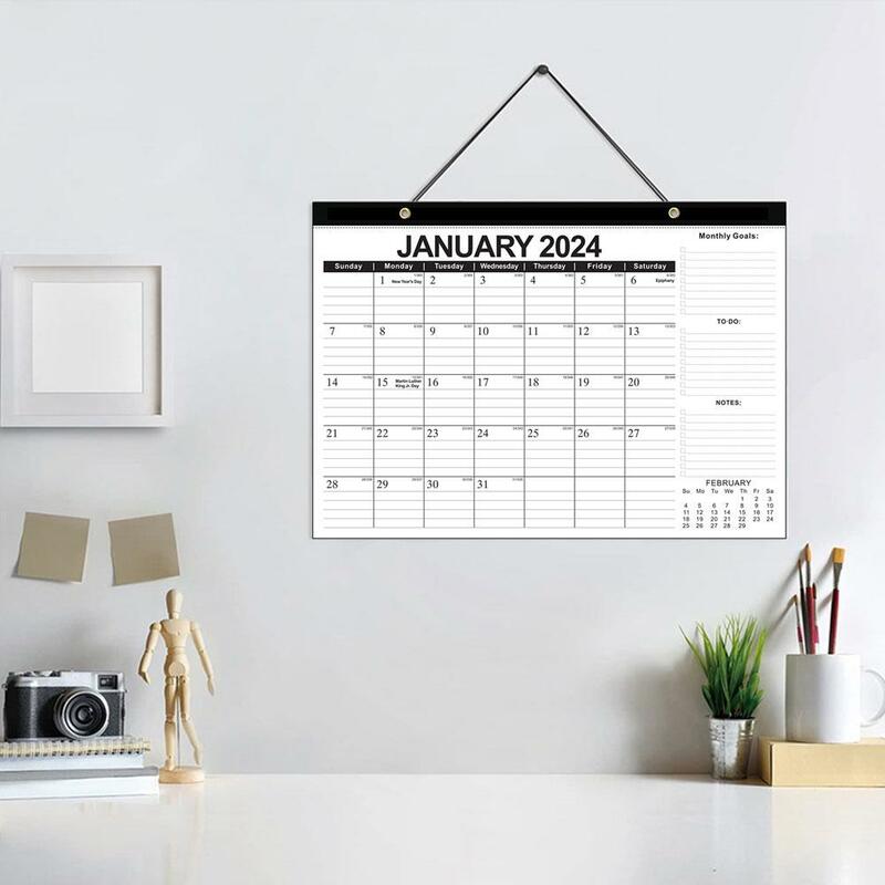 Calendario colgante de pared para oficina, planificador de papel colgante de 18 meses, planificador de notas de año, 2023-2024, M6Z8