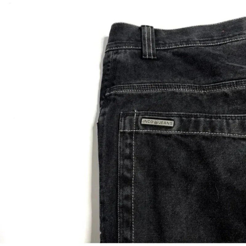 Джинсы Ins Y2K в стиле Харадзюку 2024, свободные джинсы с вышивкой в виде черепа в стиле ретро, черные брюки с высокой талией в готическом стиле для мужчин и женщин
