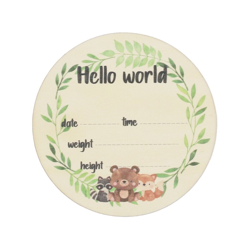 Baby Month Milestone Card Newborn Birth Monthly Birthday Recording Card Infant Photography Props Wooden Teether Toy