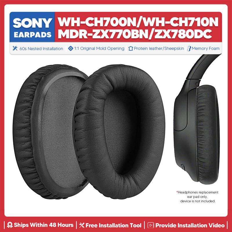 Substituição Ear Pads para Sony WH, Headset, Ear Cushion, Peças de Reparação, Acessórios, CH700N, CH710N, MDR, ZX770BN, ZX780DC