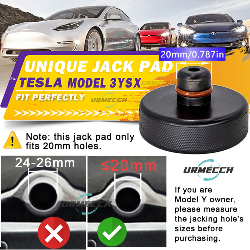 Borracha Jack Pads para Tesla Modelo Y, 20mm, apto apenas para 20mm Jack Pontos