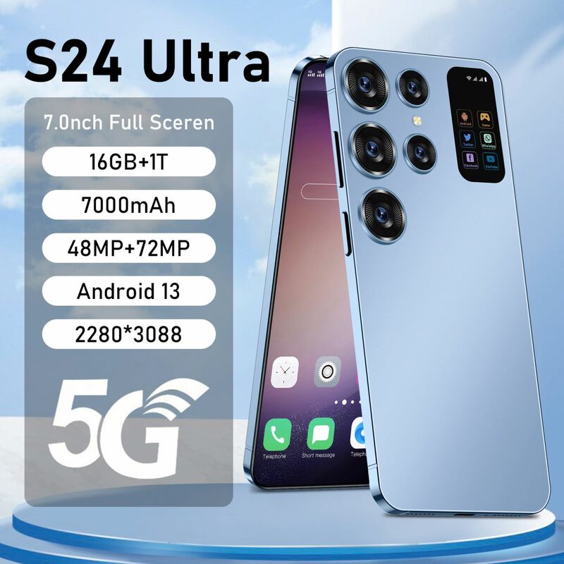 هاتف ذكي أندرويد S24 Ultra 5G للألعاب هاتف محمول ، 16 جيجابايت + جيجابايت ، هواتف خلوية غير مقفلة ، إصدار عالمي ، جديد ، أصلي
