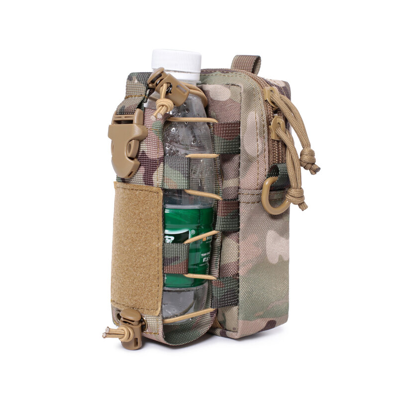 Taktis Molle EDC kantong pinggang botol air ketel pembawa tempat ponsel luar ruangan berkemah mendaki tas berburu dengan tali bahu