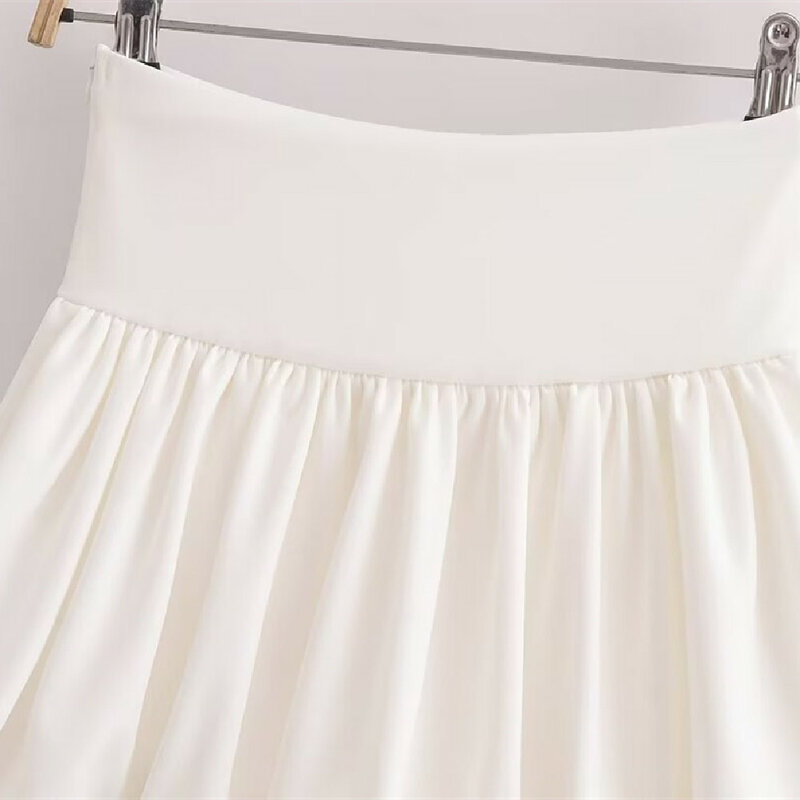 BSK & TRAF-Mini-saia elástica de lanterna de cintura média para mulheres, ajuste de balão para menina quente, novo, verão, 0085366, 2022