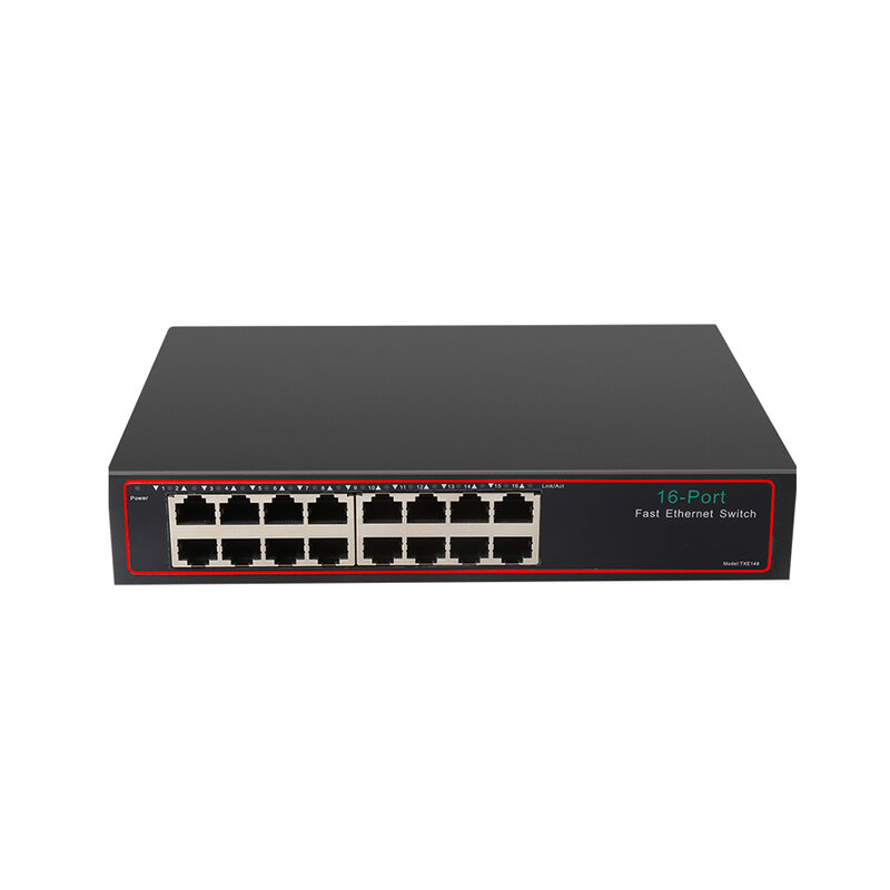 16 puertos 10/100mbps switch 3,2 Gbps L2 100m conmutador de red compatible con Vlan