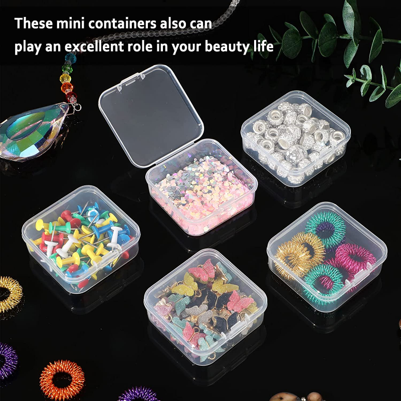 Caja de almacenamiento de joyería transparente cuadrada, contenedor de exhibición de joyería con tapa, sello de plástico a prueba de polvo, 30 piezas